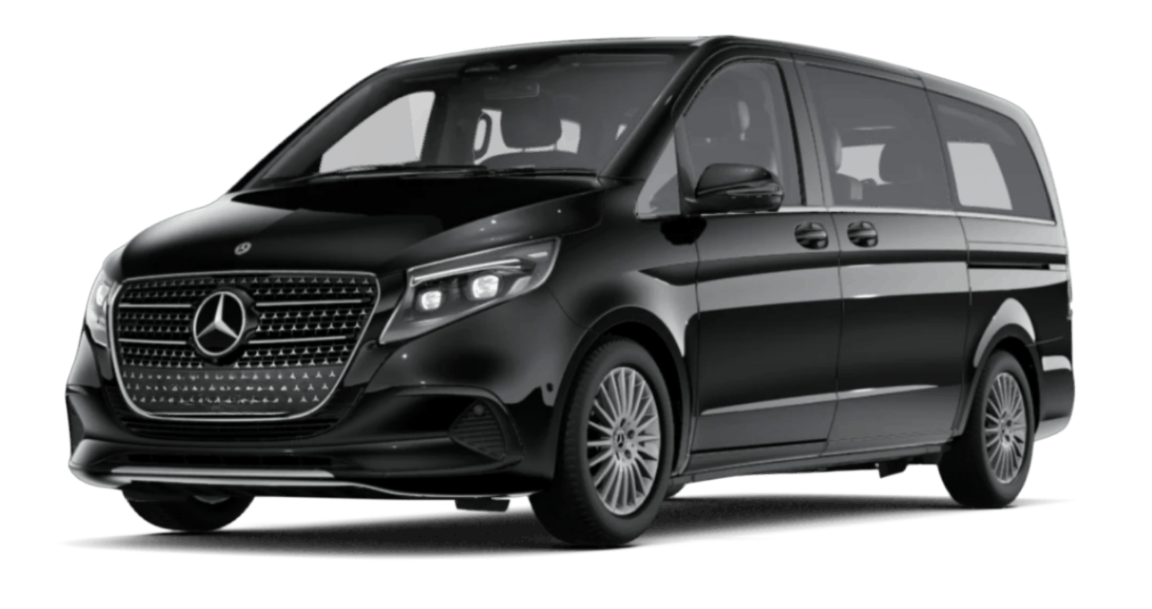 Black Mercedes-Benz V-Class 9-seat taxi, side view