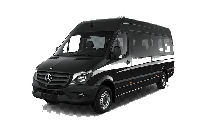 Black Mercedes-Benz Sprinter 15-seat minibus